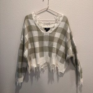Off the shoulder Gingham sweater